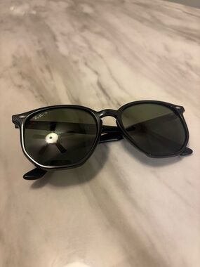 Ray-Ban Black Frame Sunglasses with Dark Green Lenses